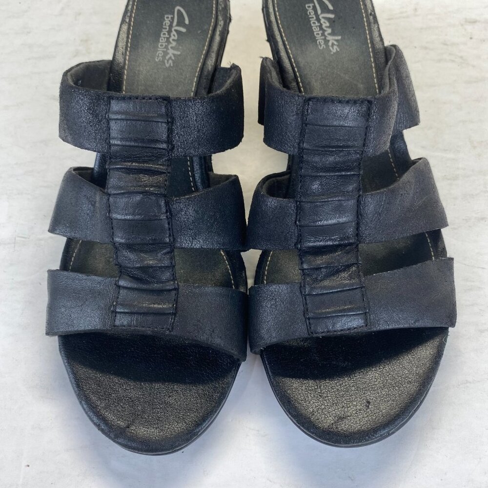 Clarks Women's Black Leather Sandals Size 7M,Comfort,Casual - Picture 14 of 16